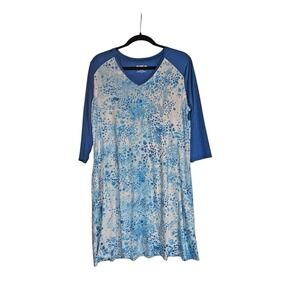 Coastal Fishing Reel Legends Blue Bubble Print Performance Dress  PL Petite L